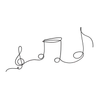 one line drawing music notes continuous simplicity linear design of sign and symbols.