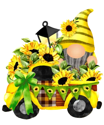 Sunflower Truck Clipart Gnome