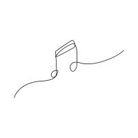 one line drawing music notes continuous simplicity linear design of sign and symbols.