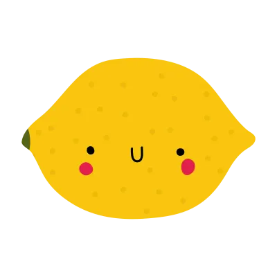 레몬 귀여운 카와이 과일과 채소 캐릭터 . Cute lemon Fruit elements collection in hand draw style.