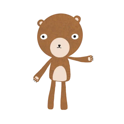 Funny pet brown bear doll kids drawing doodle