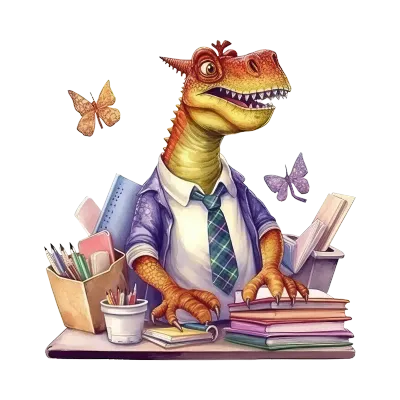 Watercolor Dinosaur Teacher Sublimation Clipart