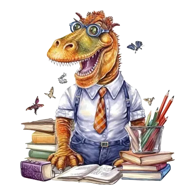 Watercolor Dinosaur Teacher Sublimation Clipart