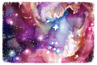 Milky way,galaxy,cosmos on dark sky, watercolor