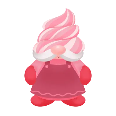 Cute gnomes in pink dress.