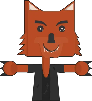 Halloween cartoon character. Cute wolf isolated on transparent background.