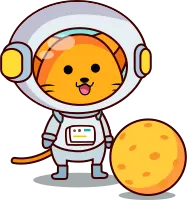 Astronaut cat with moon
