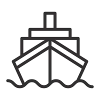 Ship Vector Line Icon, Cruise icon illustration, Ship silhouette.