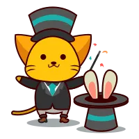 Magician Cat with Rabbit in hat