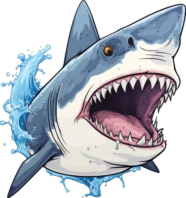 Illustration vector aggressive great white shark cartoon