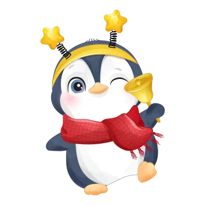 Cute penguin poses christmas winter watercolor illustration