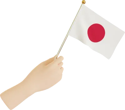 3D Render Hand Holding Japanese Flag