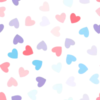 Seamless pattern of cute hand drawn heart multicolor icon set. Drawing doodle. Art abstract concept