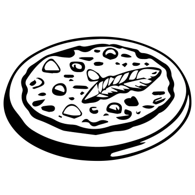 pizza vector black and white tick line artwork