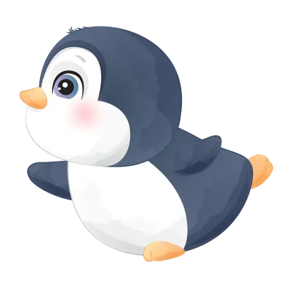 Cute penguin poses watercolor illustration