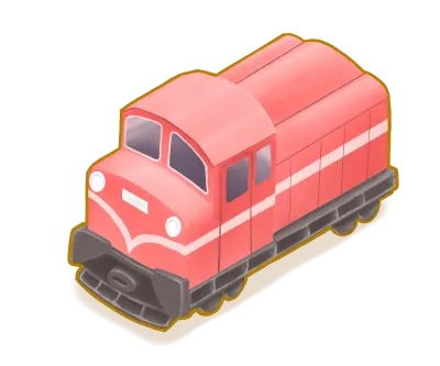 Vintage red locomotive, a digital painting of Taiwan classic railway train at Alishan forest railway