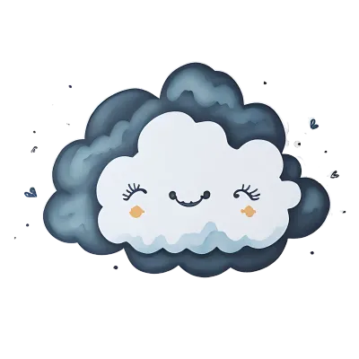 Cute Smiling Cloud with watercolor