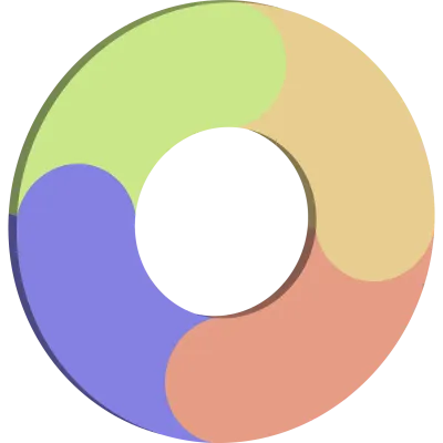 3D Infographic Pie Flow Chart Diagram with 4 Sections