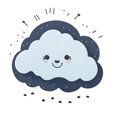 Cute Smiling Cloud with watercolor