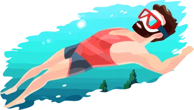 Vector man snorkeling on the sea illustration