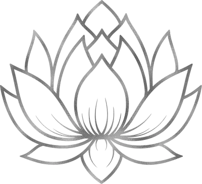 Silver Lotus Flower Line Drawing Silhouette