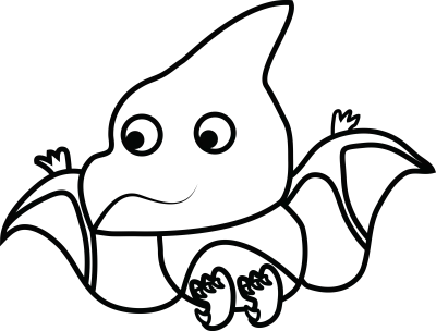 Cute Pteranodon cartoon line transparent background.