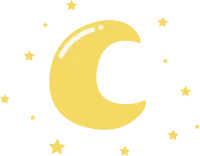 moon and little star hand dawning, half moon, night, good night