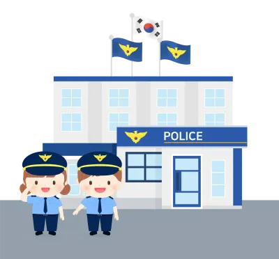 경찰건물_경찰관캐릭터_투명배경