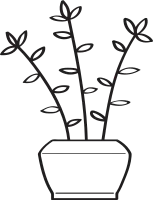 hand drawn side view plant in pot illustration.
