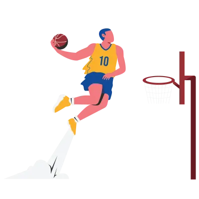 Dunk in basketball Sport People Color 2D Illustration