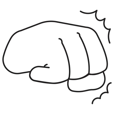 Punch Hand Gesture Outline 2D Illustrations