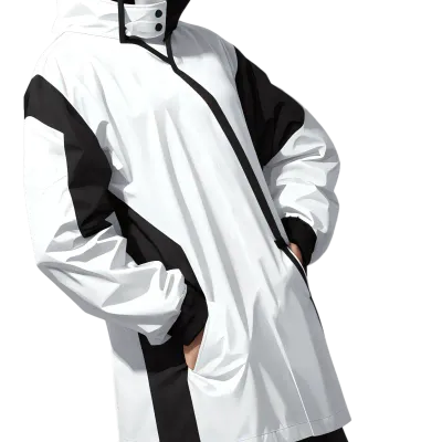 Mockup women using white jacket with hand on pocket