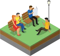 People in park leisure and outdoor activity isometric