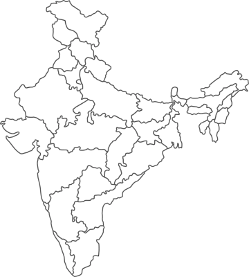 Map of India with detailed country map, line map.