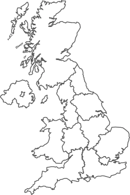 Map of UK with detailed country map, line map.