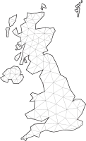 polygonal united kingdom map.