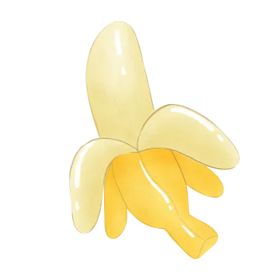 Cute and fresh yellow banana.