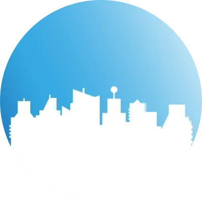 Skyscraper in Blue Circle Illustration