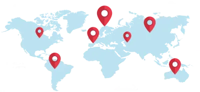 Red map point , location pinlocation points on a world map . Business and logistics concept