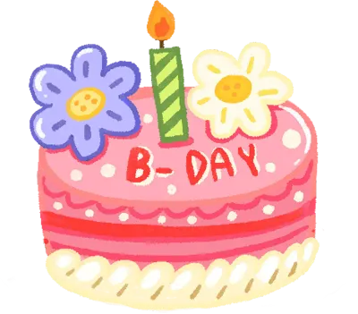 Happy Birthday hand draw cute vector set HBD gift and cake element 생일