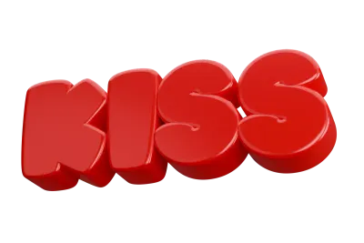kiss 3d render text phrase inscription