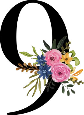 Black Number with Watercolor Flower Arrangement