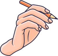 Premium quality vector pose 6 of hand holding pen and pencil doodle hand drawing art style