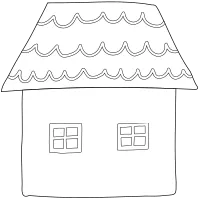 Black and white Hand drawn doodle house outline illustration
