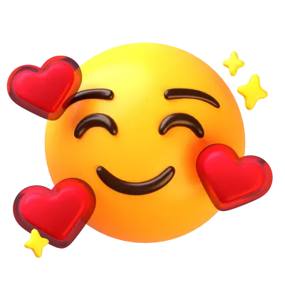 Smiling face with three hearts 3D Emoji Illustrations Pack
