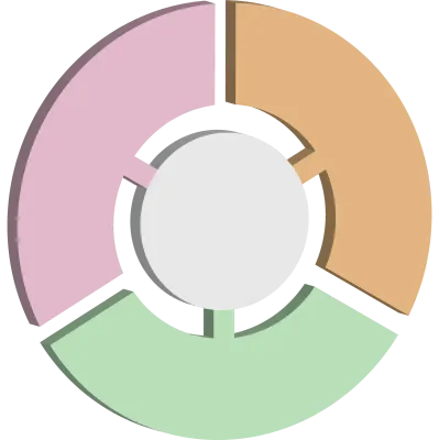 3D Infographic Pie Flow Chart Diagram with 3 Sections