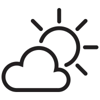 couldy with sun shine little sun weather icon thick outline simple icon