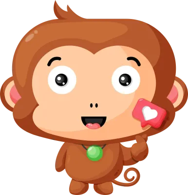 Cute monkey with love sign hand cartoon illustration