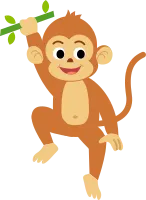 Cute Monkey cartoon flat doodle style.M animal alphabet