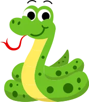 Cute Snake cartoon flat doodle style.S animal alphabet
